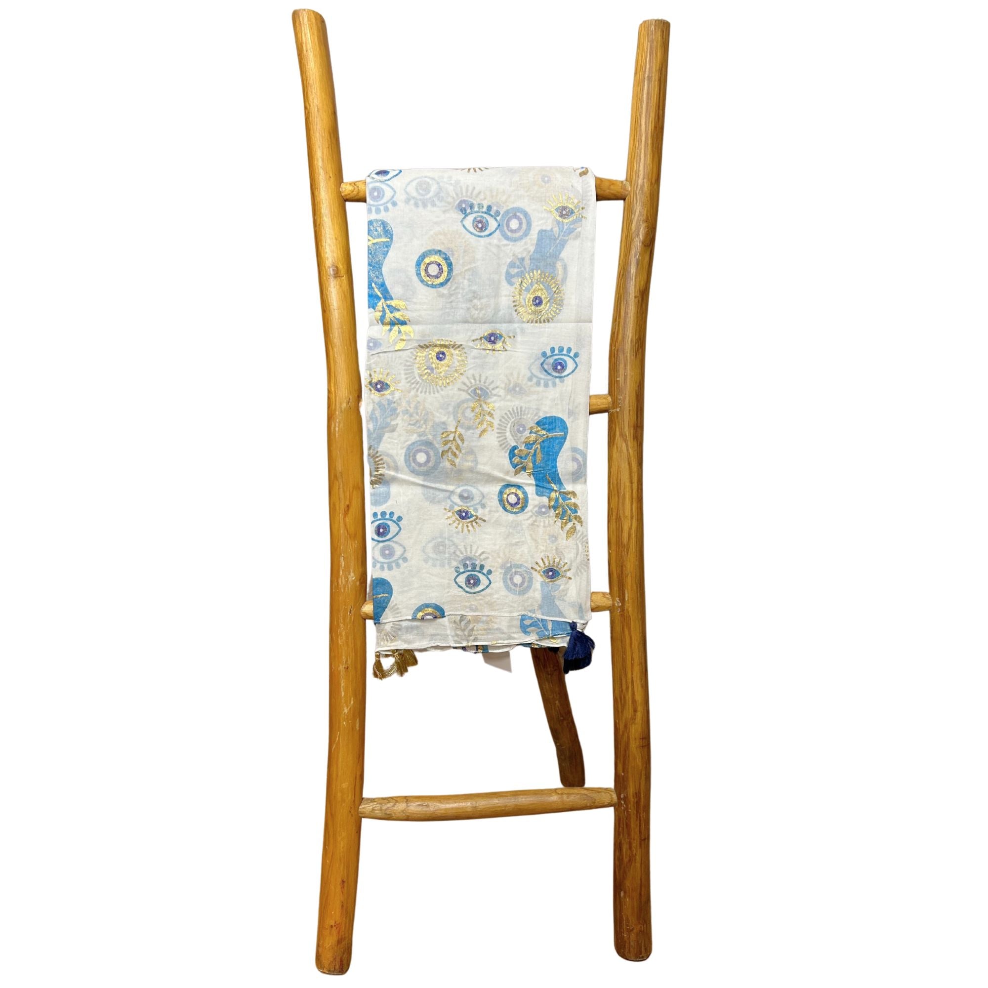 Nomad Sari On the Med Collection - Pario - White , Blue & Gold Evil Eye Design
