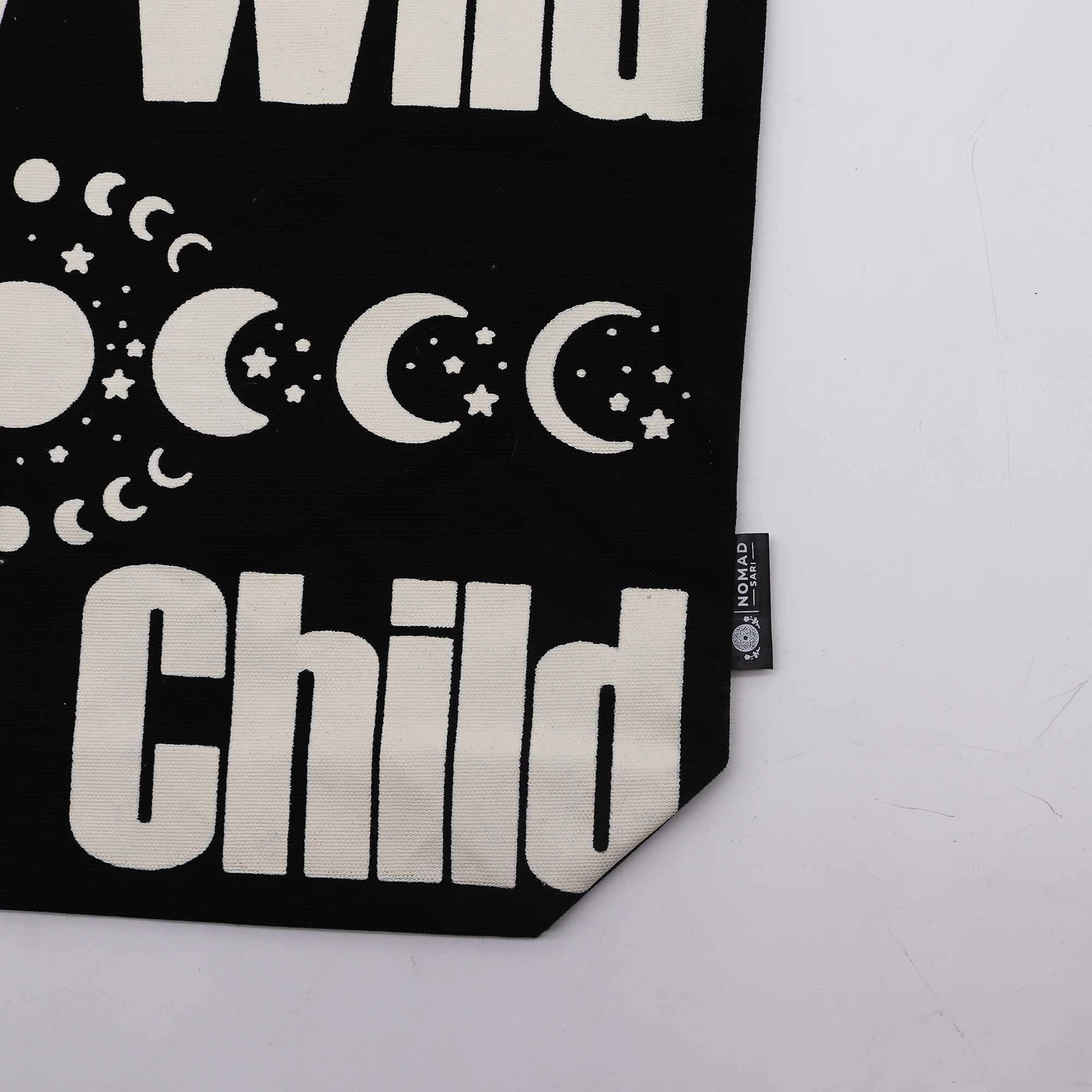 Nomad Sari Iconic Classic Tote Bag - Stay Wild, Mood Child - Black Natural 10oz