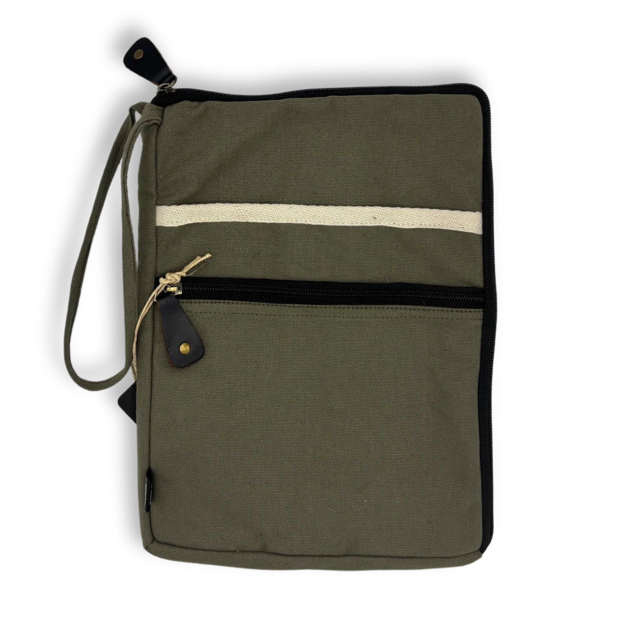 Canvas Travel Laptop Pouch - Olive - 24x33cm