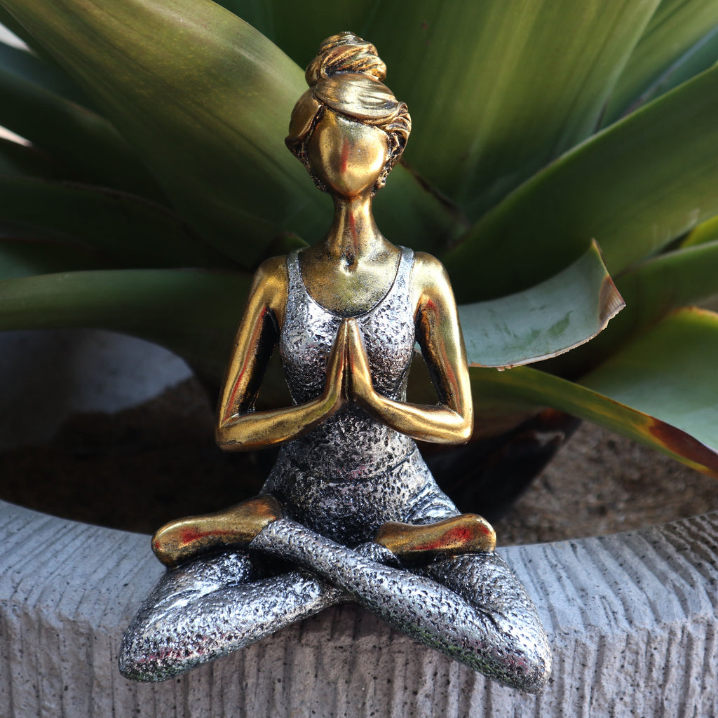 Yoga Lady Figur - Bronze & Silber 24cm