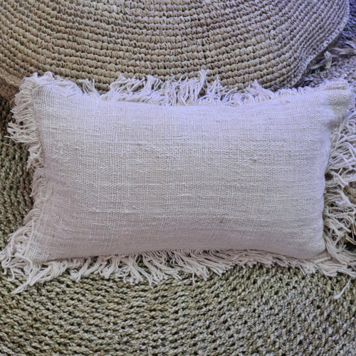 1x Leinenkissen 30x50cm mit Fransen