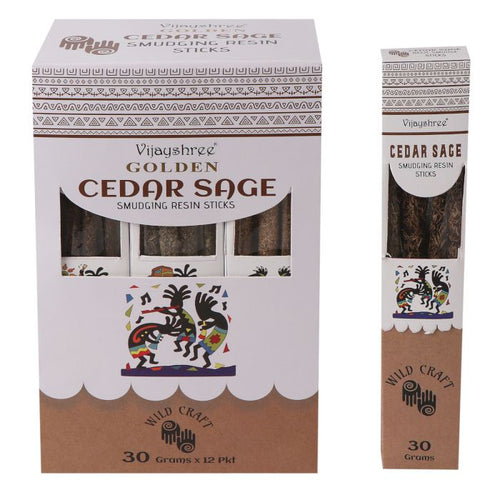 30g Golden Cedar Sage Smudging Resin Sticks (6s)