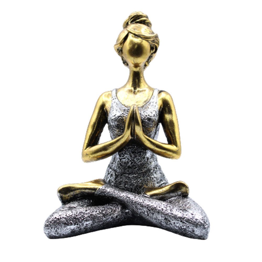 Yoga-Dame-Figur – Bronze & Silber 24cm