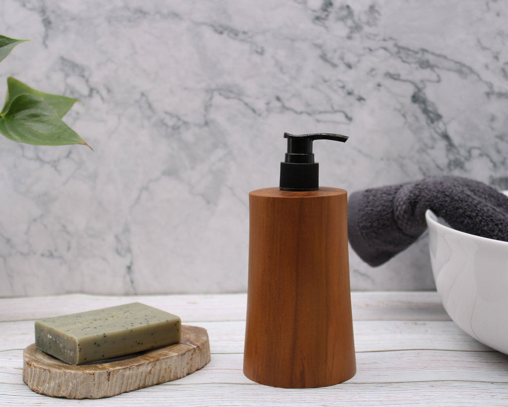 Natural Teakwood Soap Dispencer - Taper