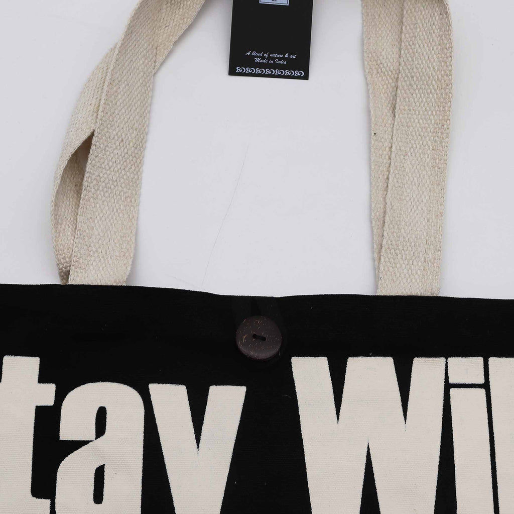 Nomad Sari Iconic Classic Tote Bag - Stay Wild, Mood Child - Black Natural 10oz