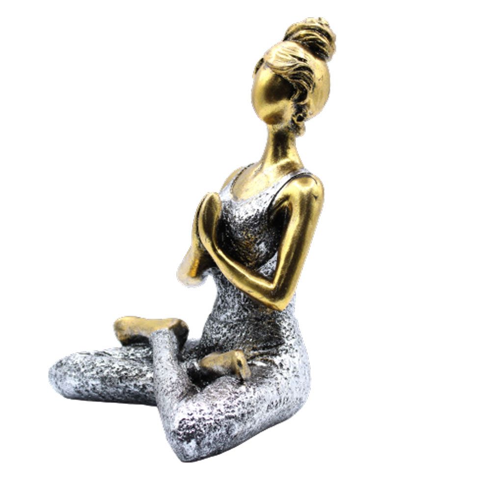 Yoga-Dame-Figur – Bronze & Silber 24cm