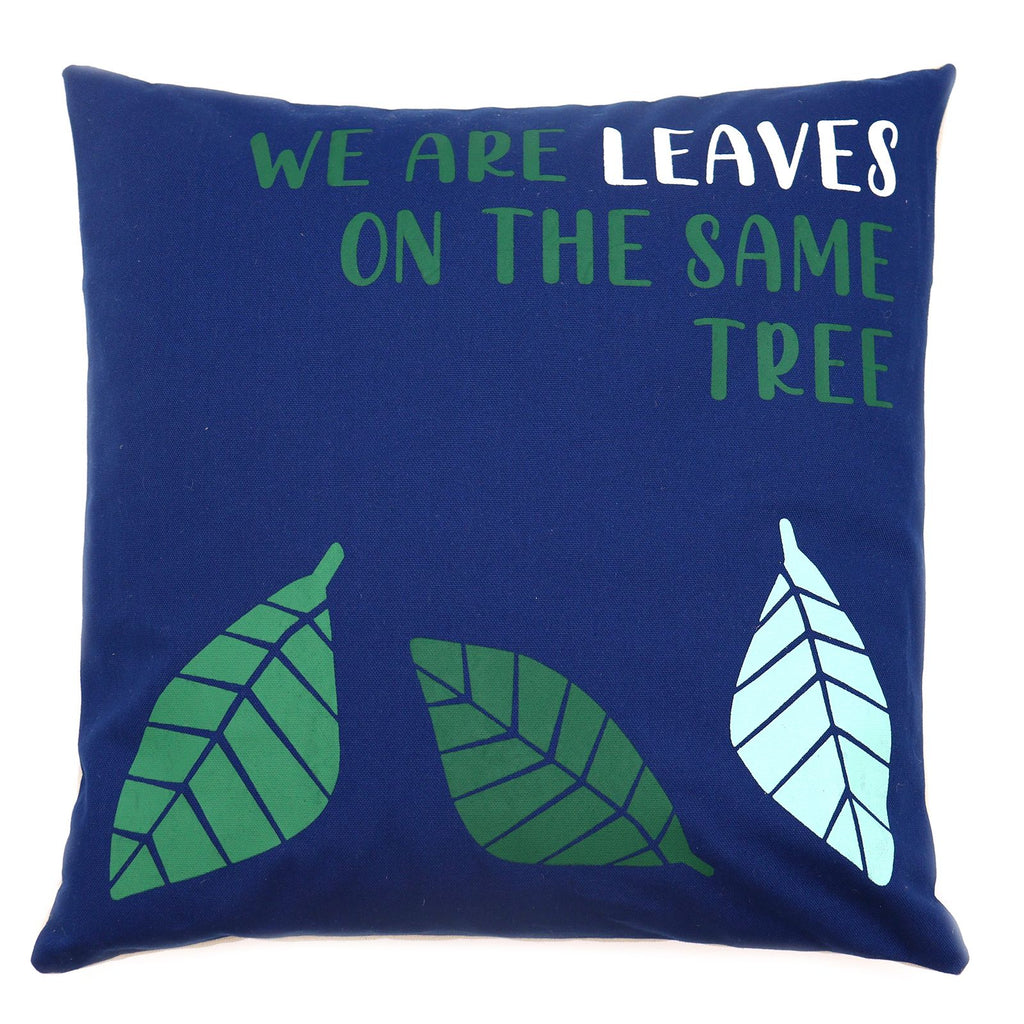 Printed Cotton Cushion Cover - We are Leaves - Yellow