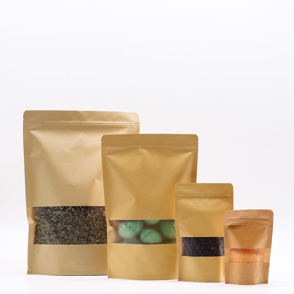 10x Kraft Window Bag 25 x 35 cm