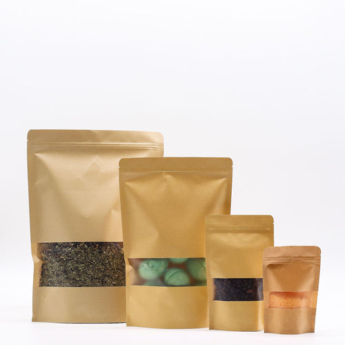 10x Kraft Window Bag 20 x 30 cm