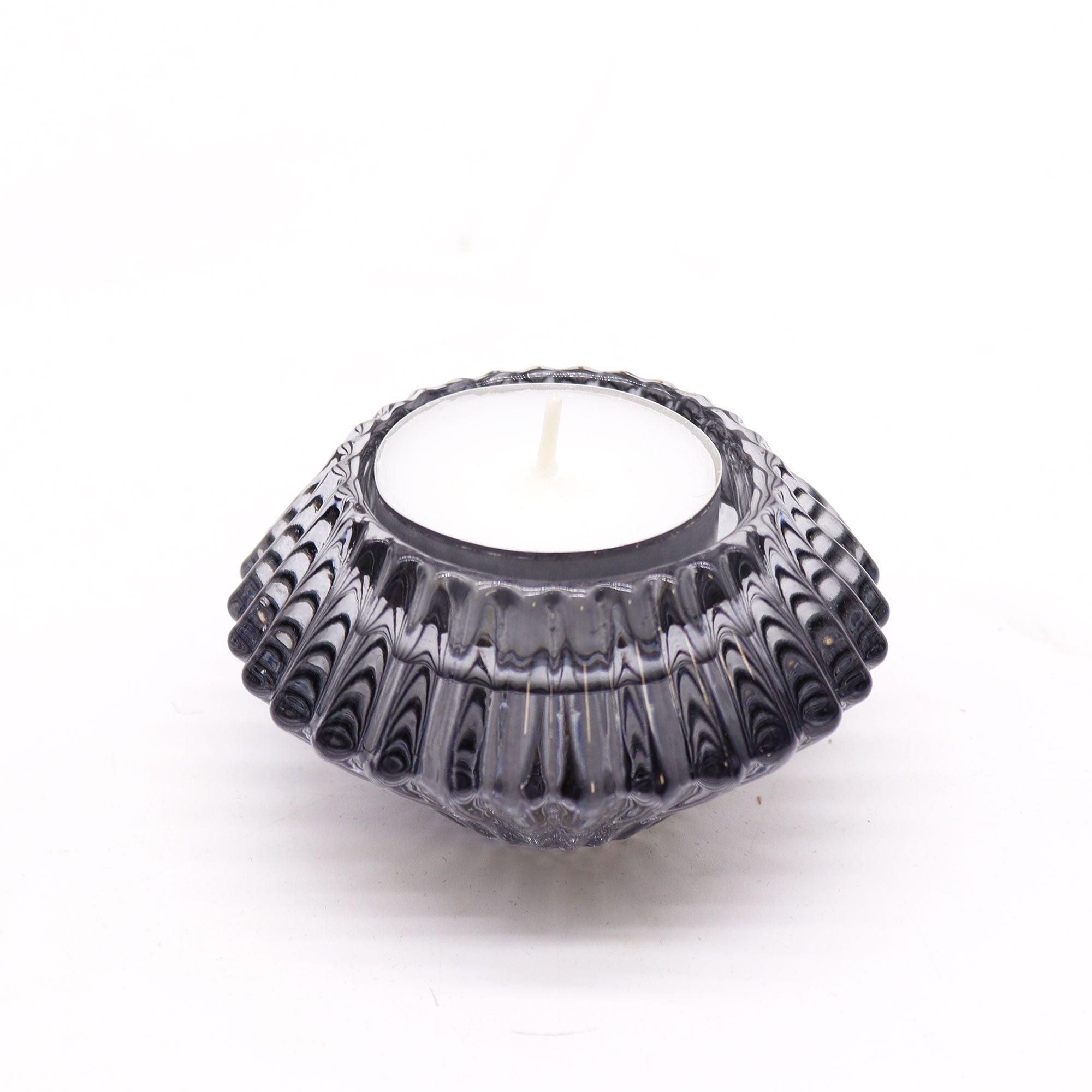 Set of 2  Flower Flip Dinner Candle / Tealight Holder -  Midnight Grey