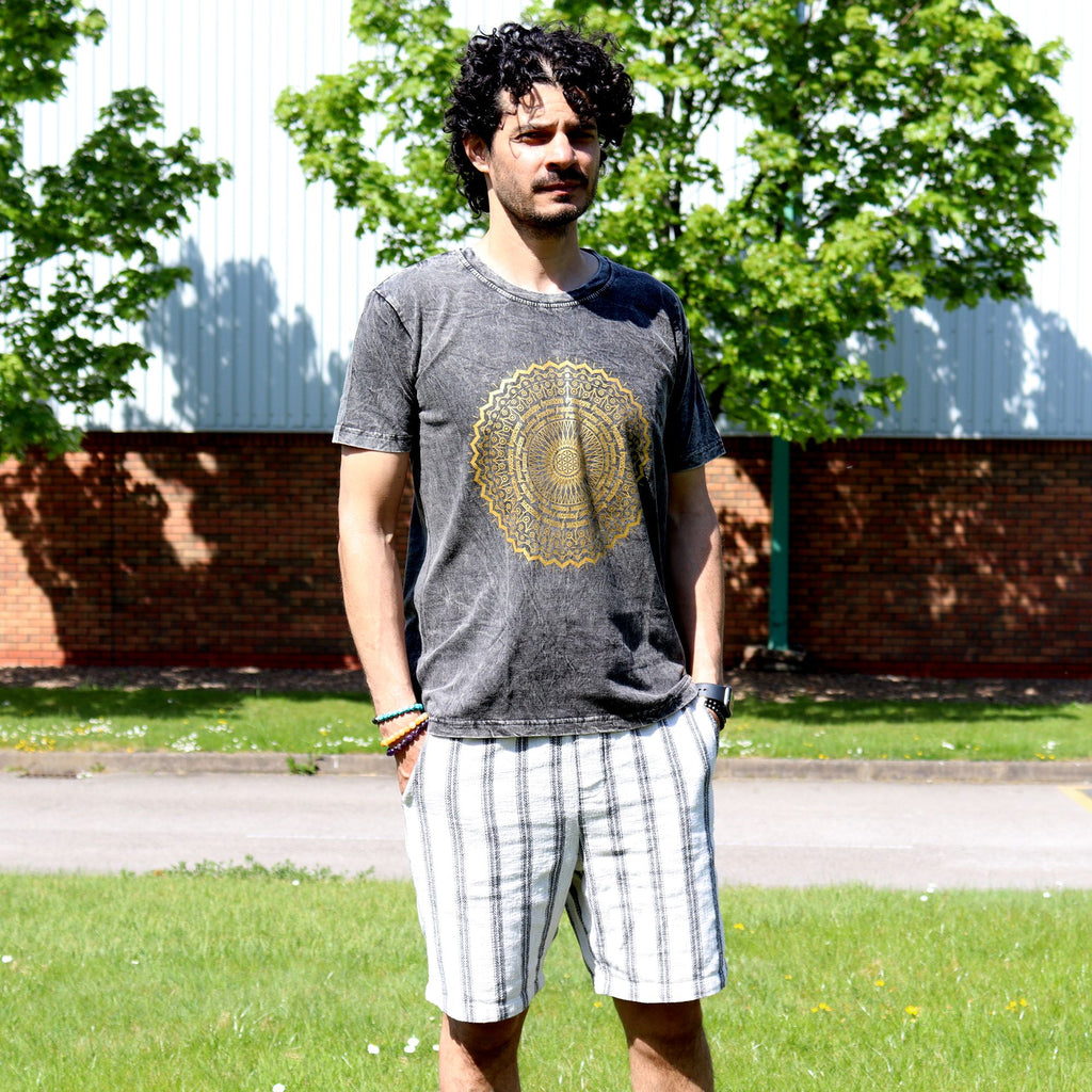 Medium Stone Washed Teashirt - Mandala - Dark Grey