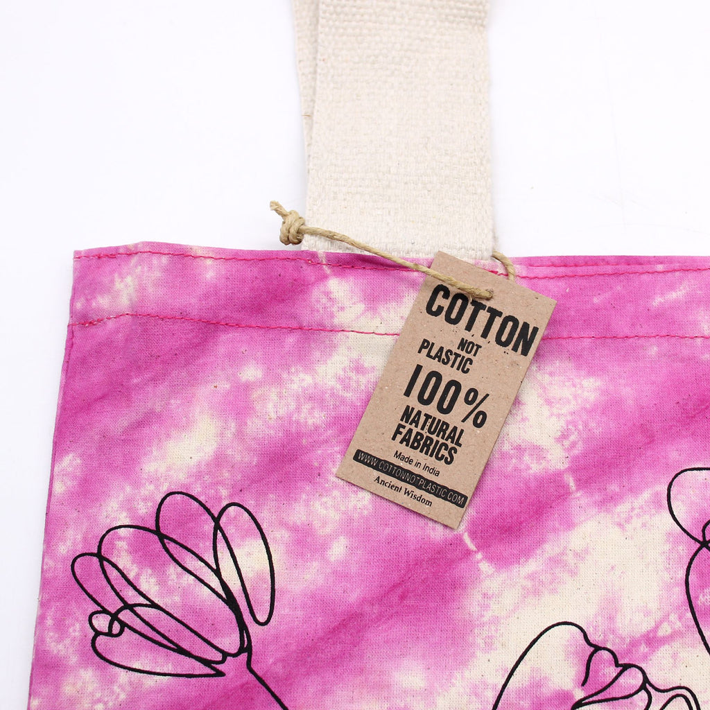 Tye-Dye Cotton Bag (6oz) - 38x42x12cm -  Namaste Hands - Yellow - Natural Handle
