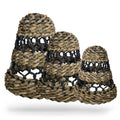 Natural Banana Leaf & Hitam Raffia Lamp Shades - Set of 3