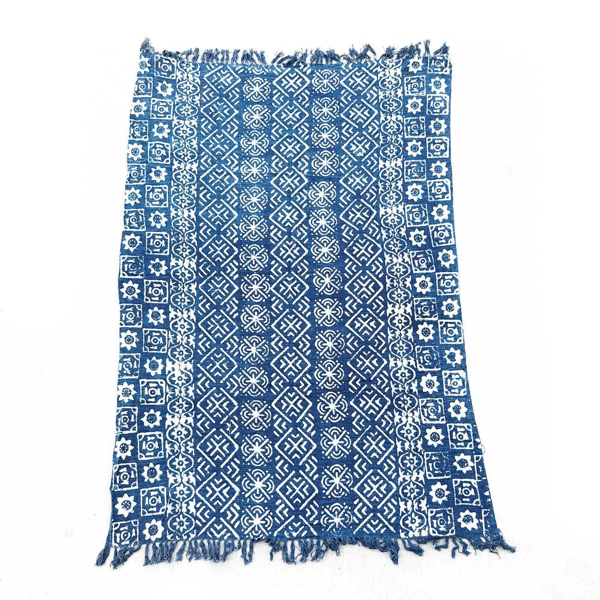 Handgemachter Indigo Überwurf - 170x120cm - Desi Stripes