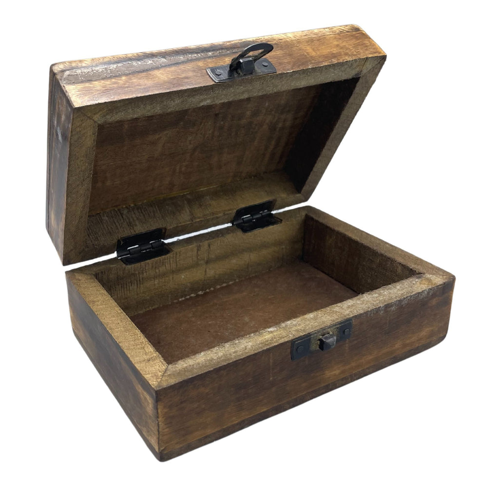 Medium Ceramic Glazed Wood Box - 15x10x6cm - Red