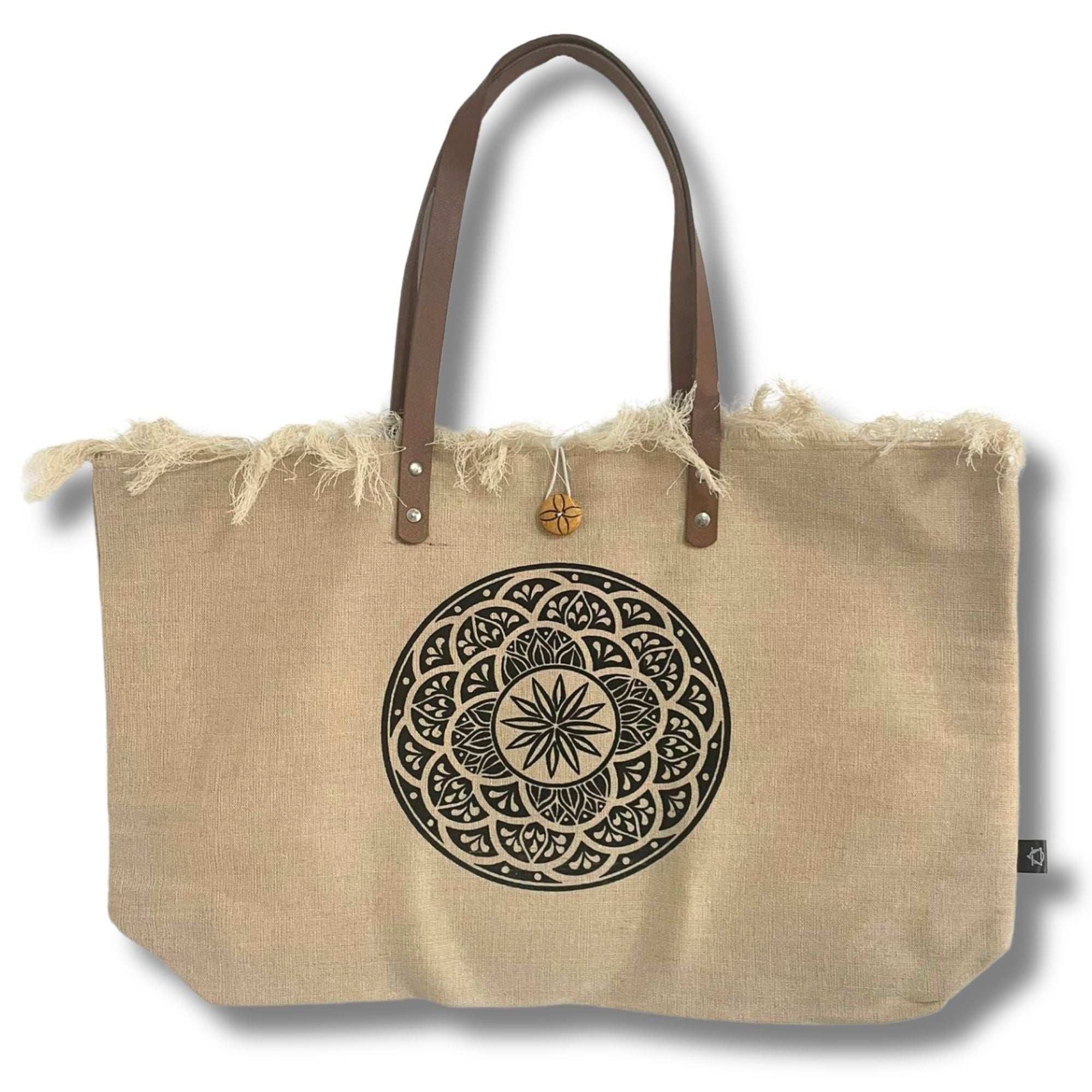 Naturaler Tragetasche Ledergriff - Mandala