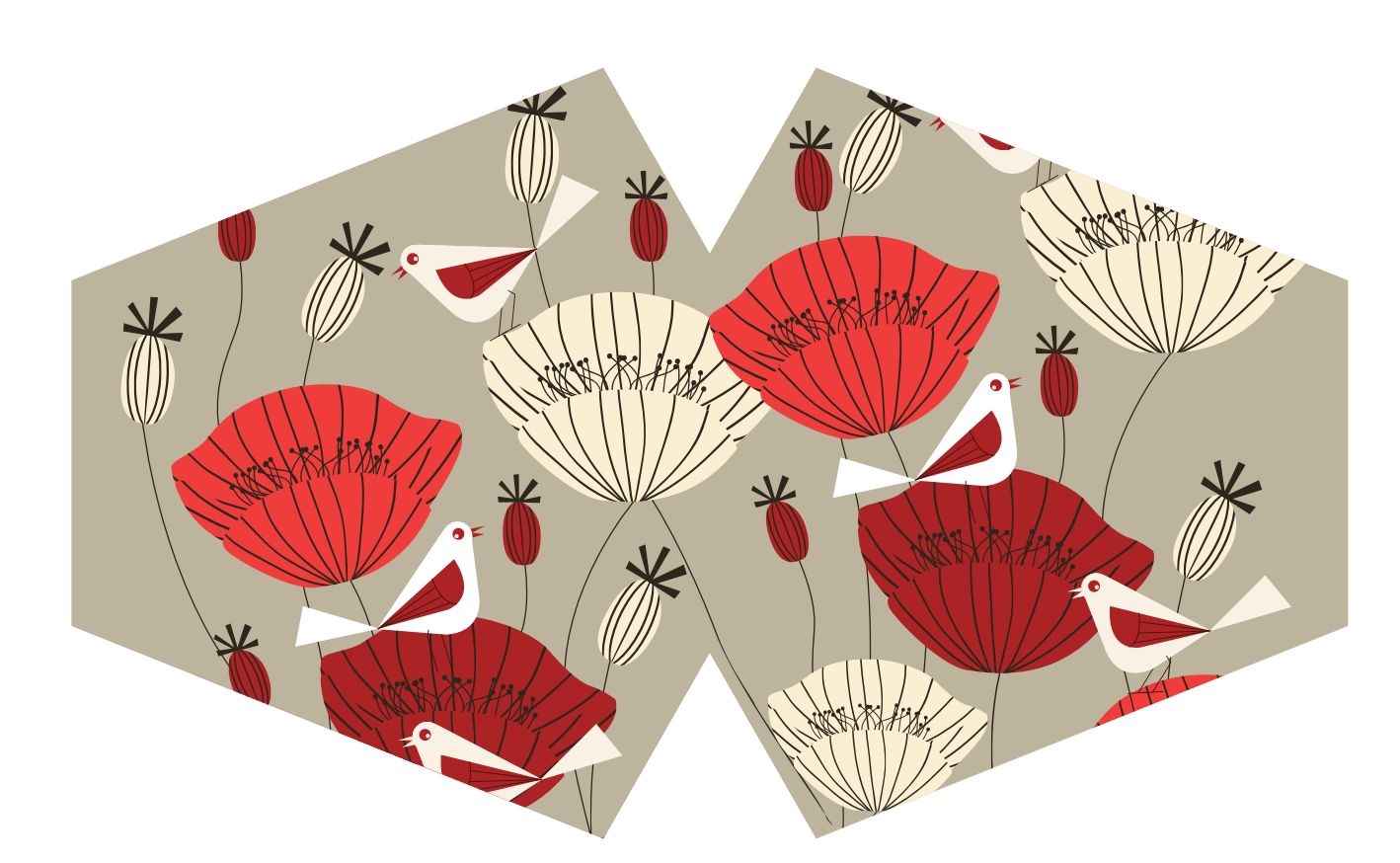 Reusable Fashion Face Covering - Oriental Poppies (Adult)