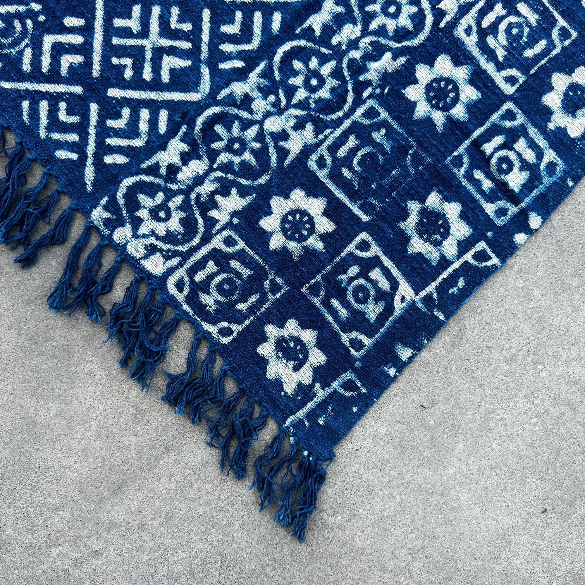 Handgemachter Indigo Überwurf - 170x120cm - Desi Stripes