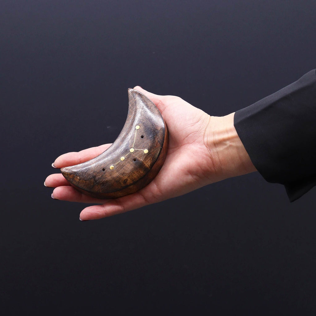 Engraved and Brass Zodiac Sign Incense Burners - Moon
