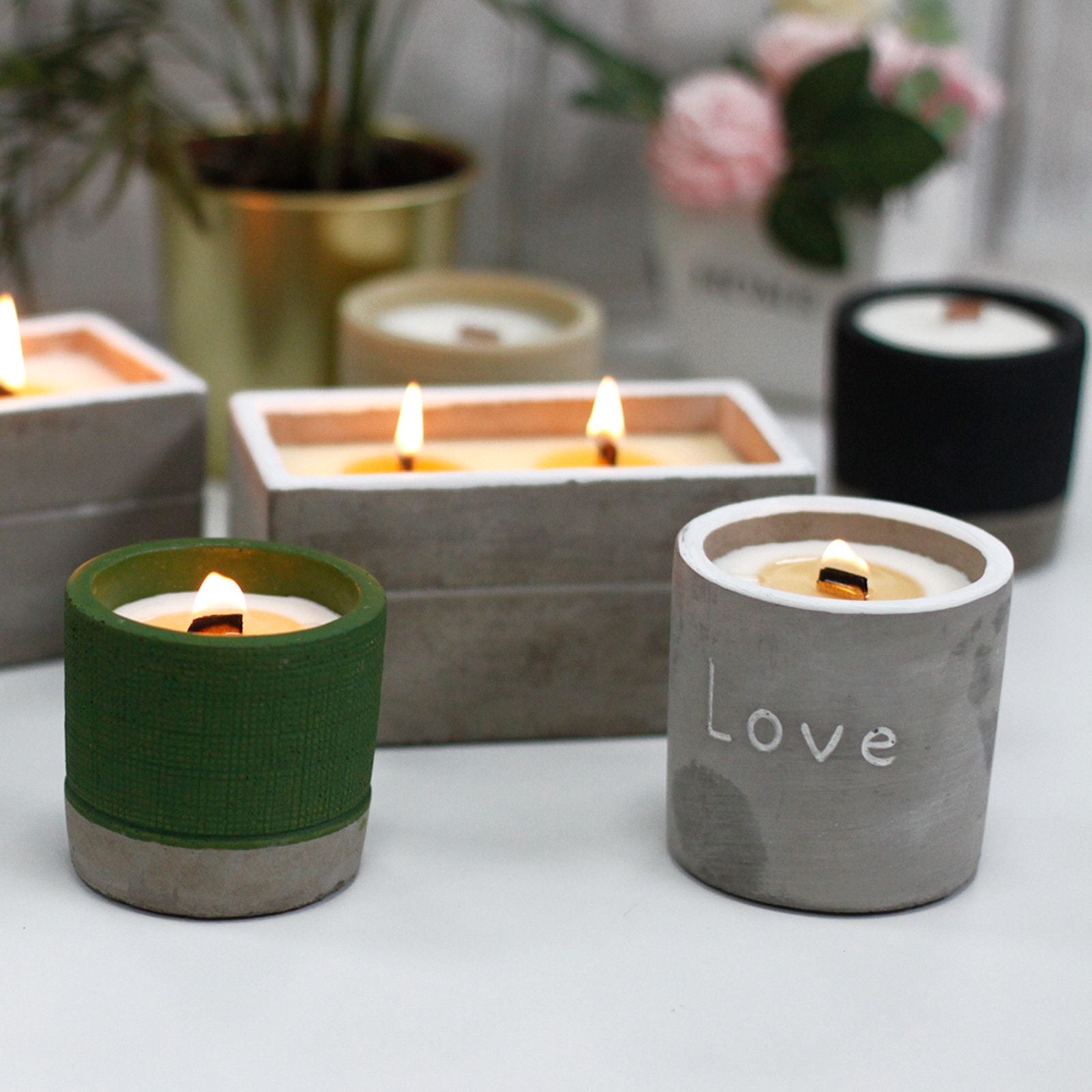 Large Concrete Soy Candle - Patchouli & Dark Amber
