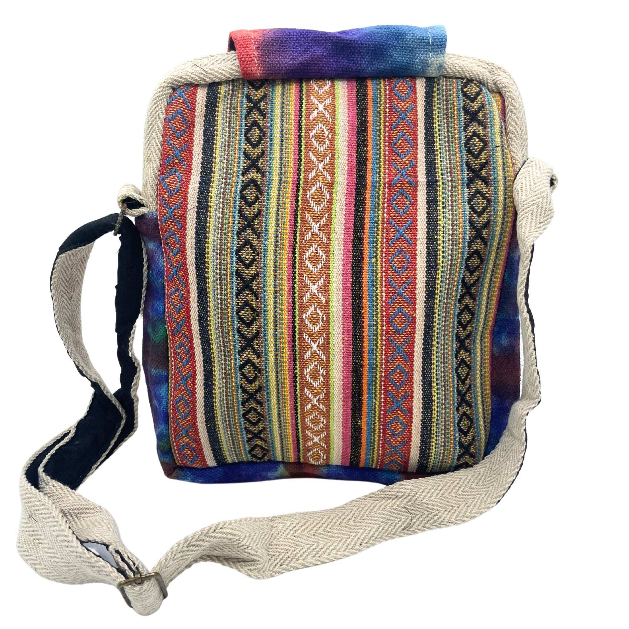 Tiedye Hanf Messenger Bag 2 Reißverschlüsse & Klappe