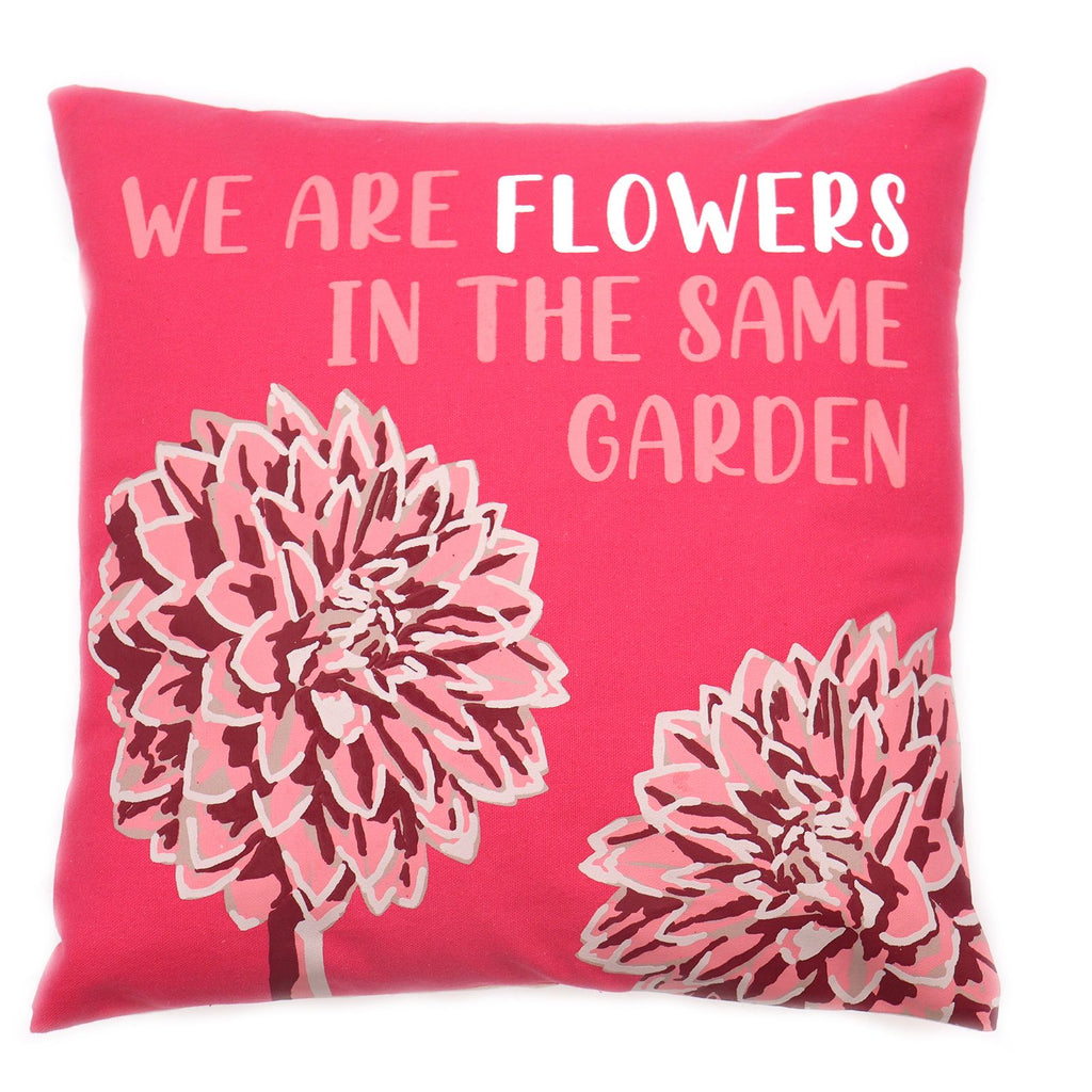 Printed Cotton Cushion Cover - We are Flowers - Olive