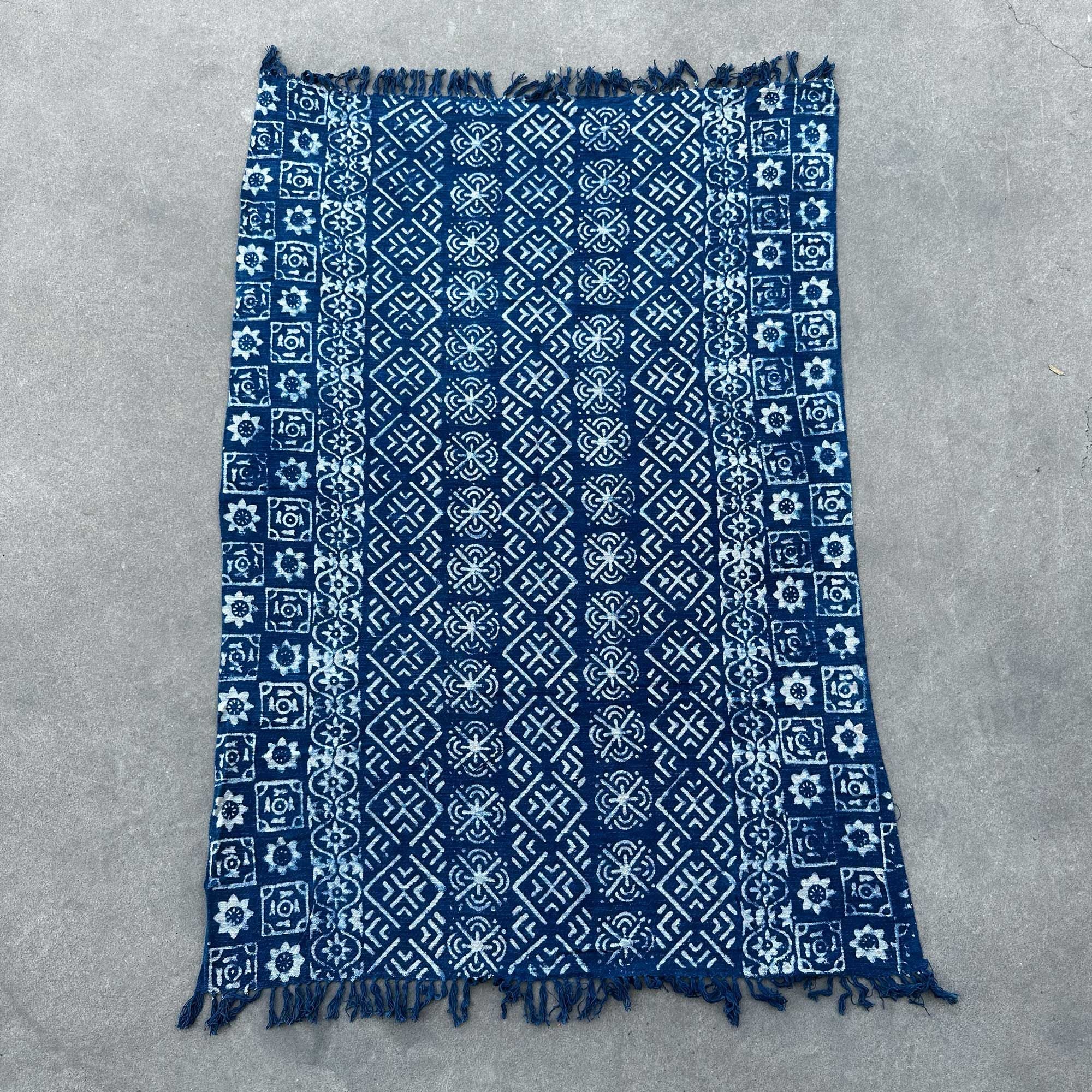 Handgemachter Indigo Überwurf - 170x120cm - Desi Stripes