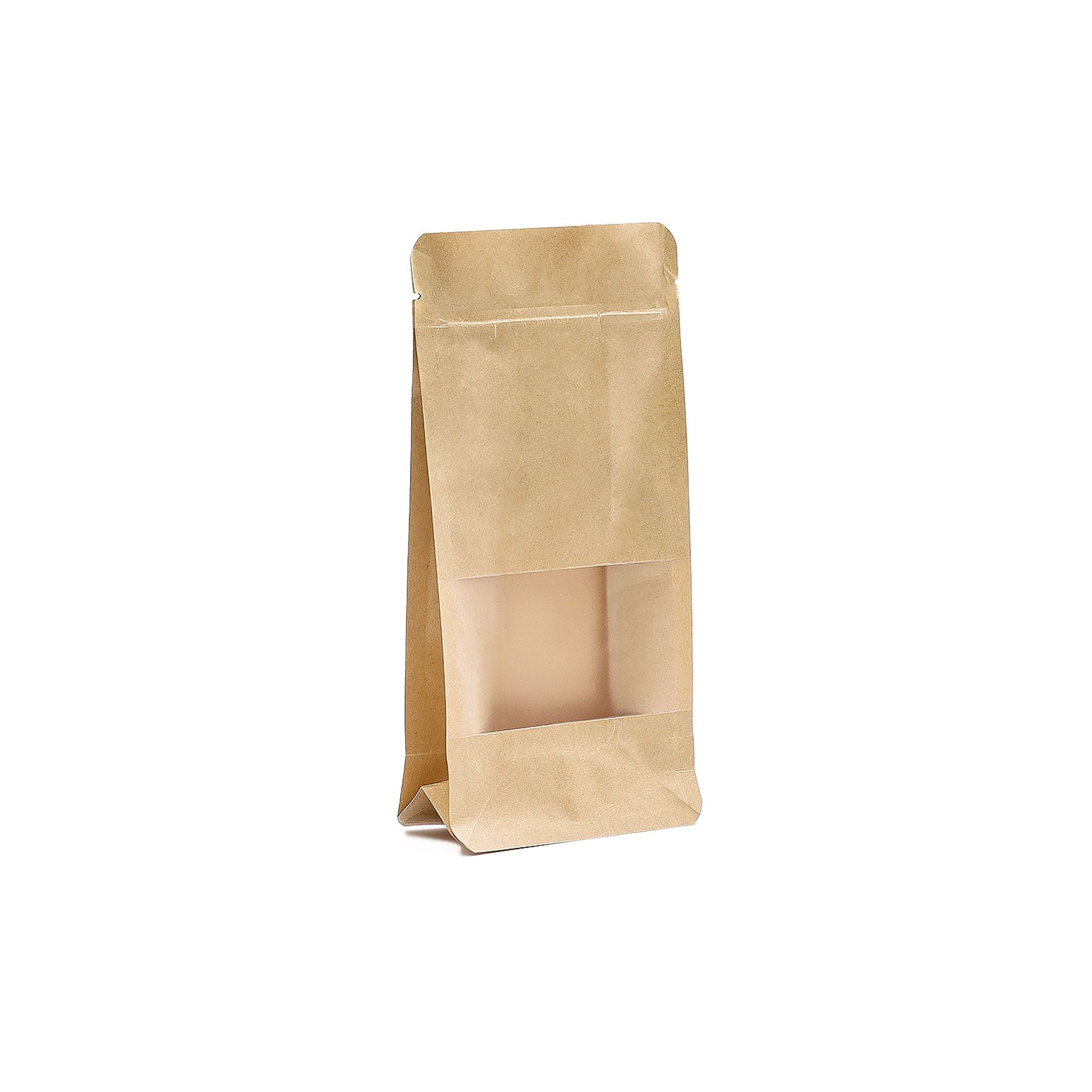 10x Squat Kraft Window Bags 10x20cm