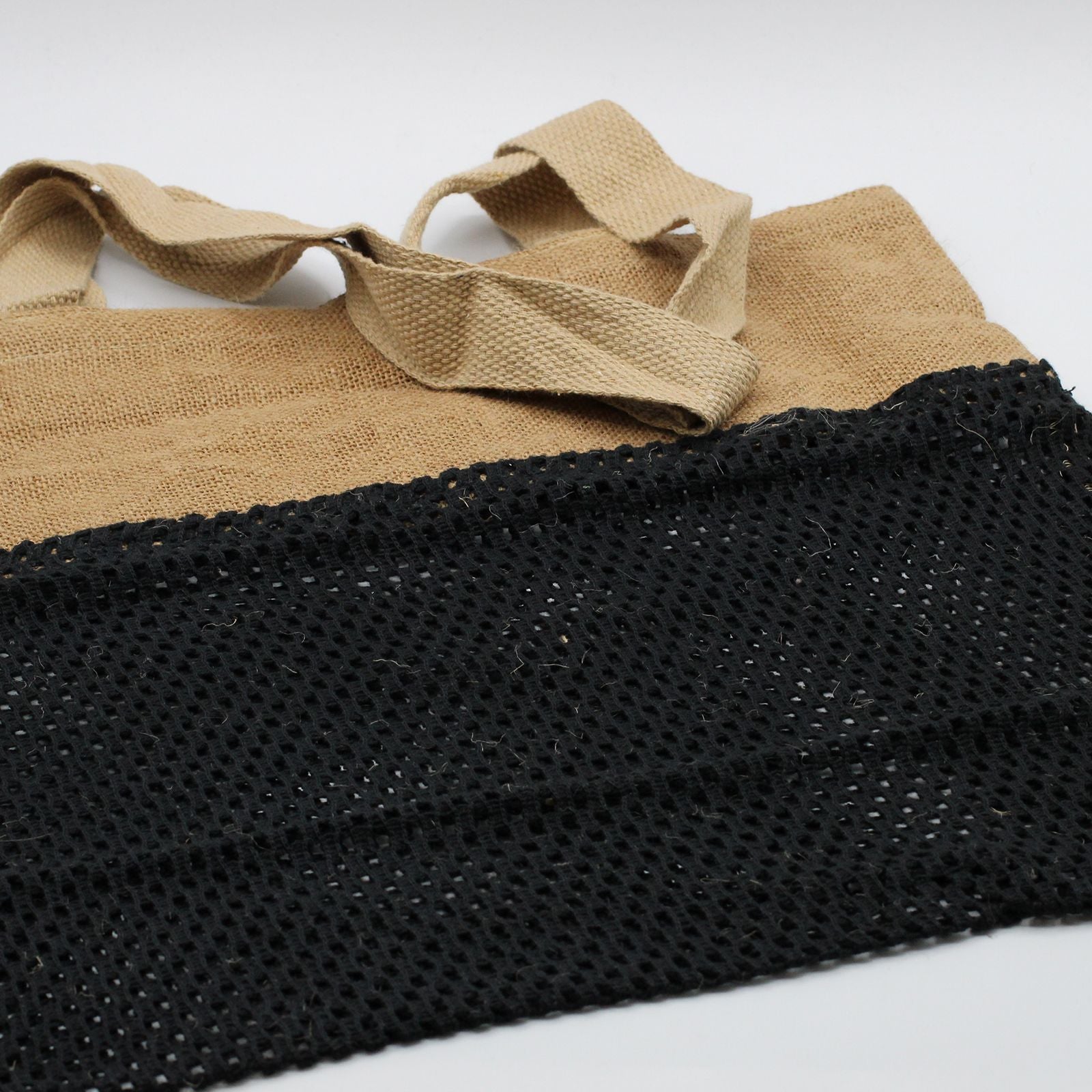 Pure Soft Jute and Cottong Mesh Bag - Schwarz