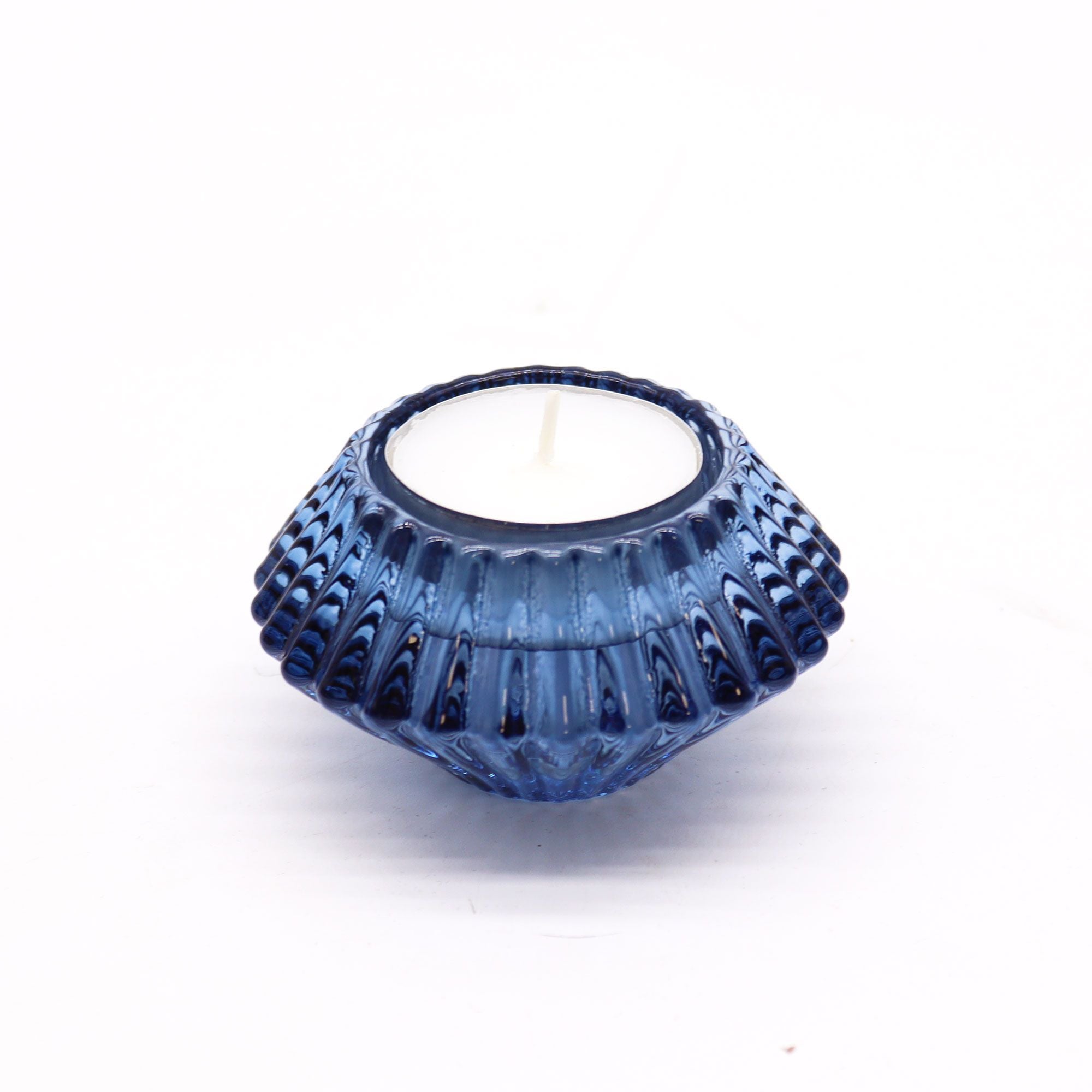 Set of 2  Flower Flip Dinner Candle / Tealight Holder - Royal Blue