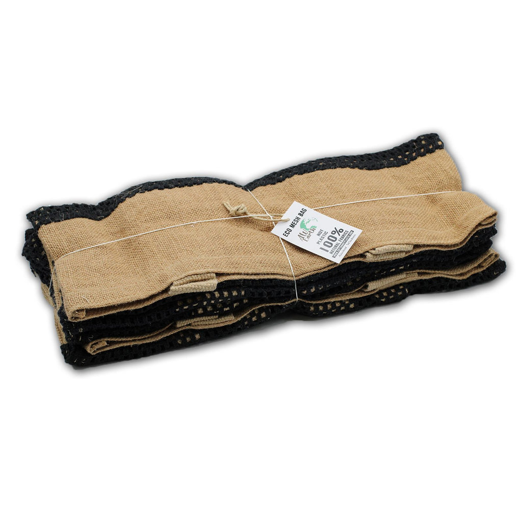Pure Soft Jute and Cottong Mesh Bag - Schwarz