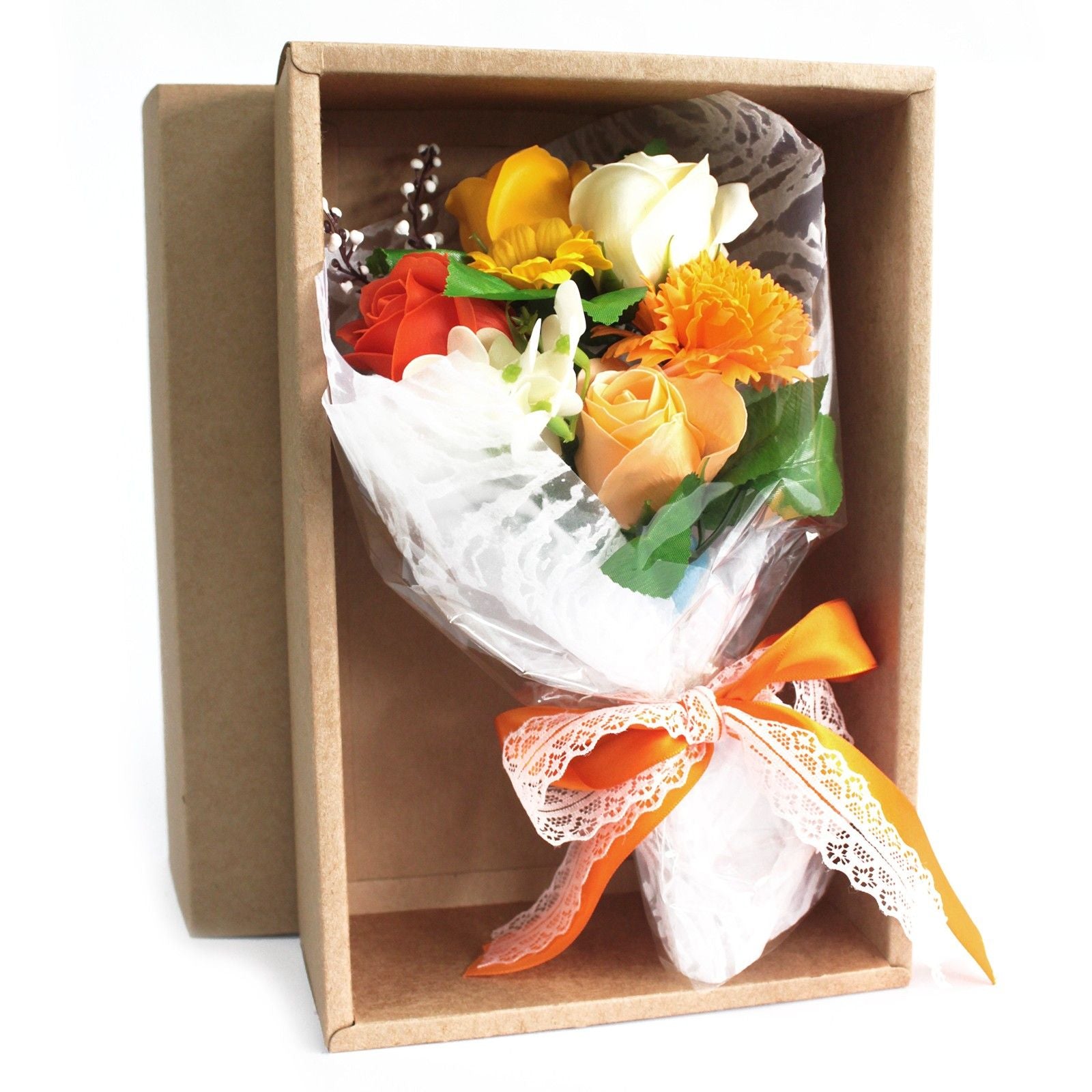 Boxed Hand Soap Flower Bouquet - Orange - Special