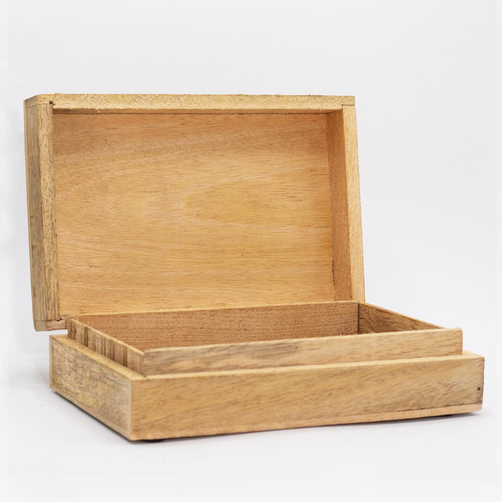 Big Rectangle Box 21.5x14x6.3cm - Buddha Face Whitewash