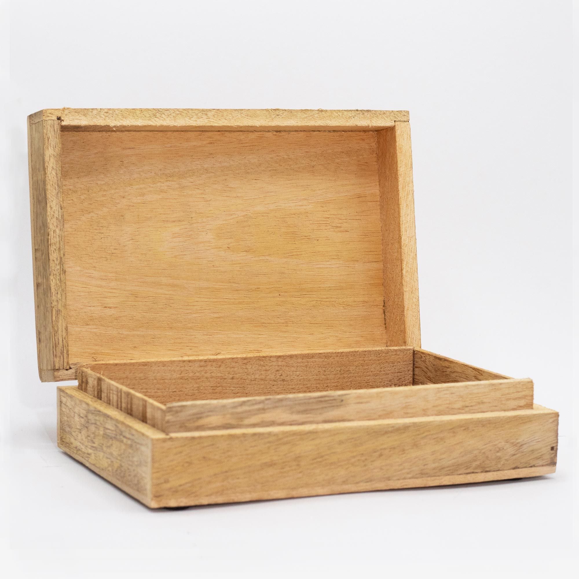 Big Rectangle Box 21.5x14x6.3cm - Hamsa Black Engraved