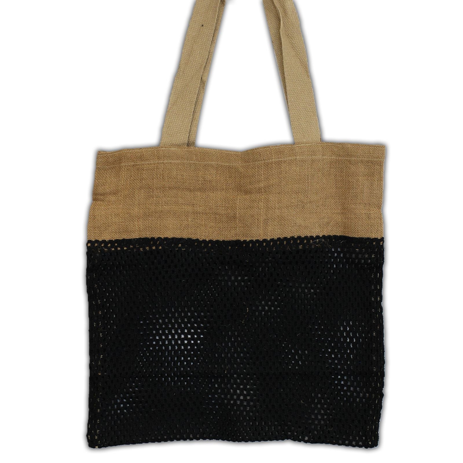 Pure Soft Jute and Cottong Mesh Bag - Schwarz