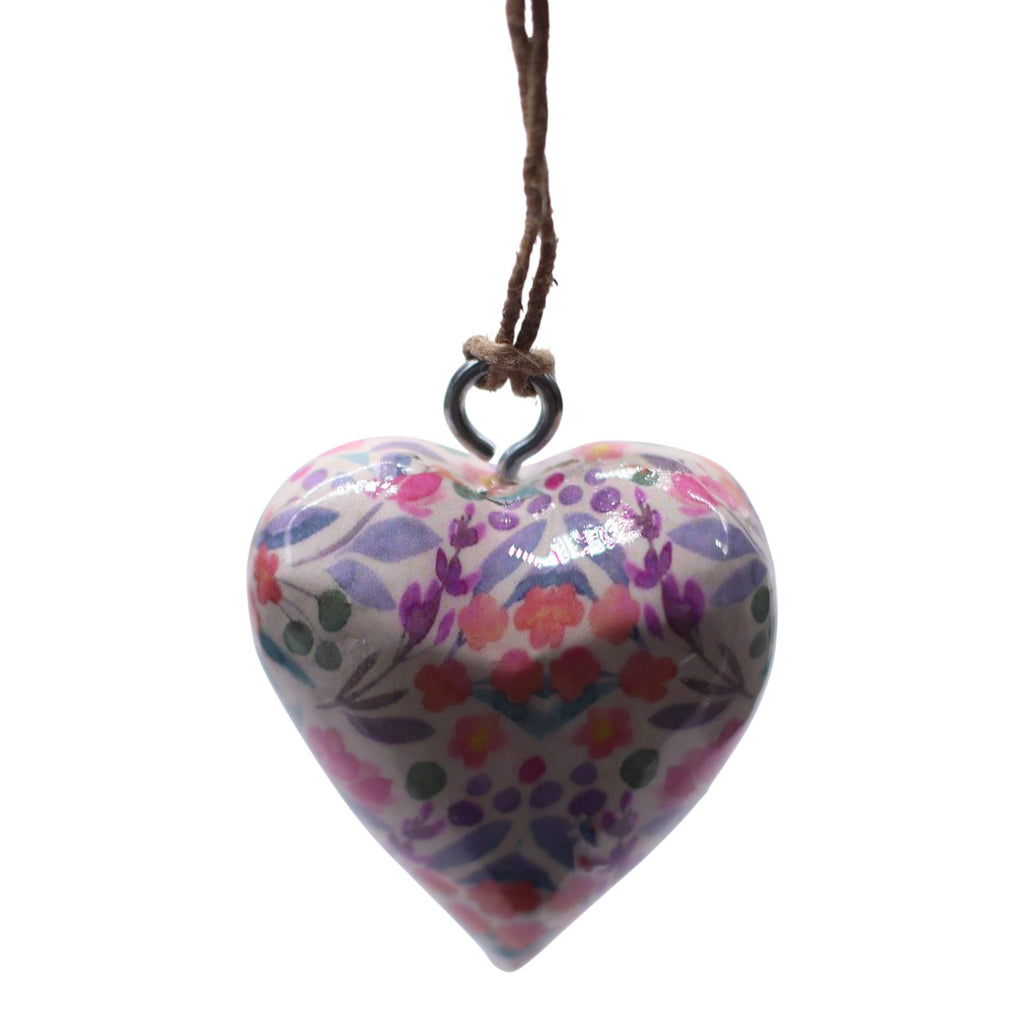 Large Decor Wood Hearts -  Pretty Floral - in Display Jar