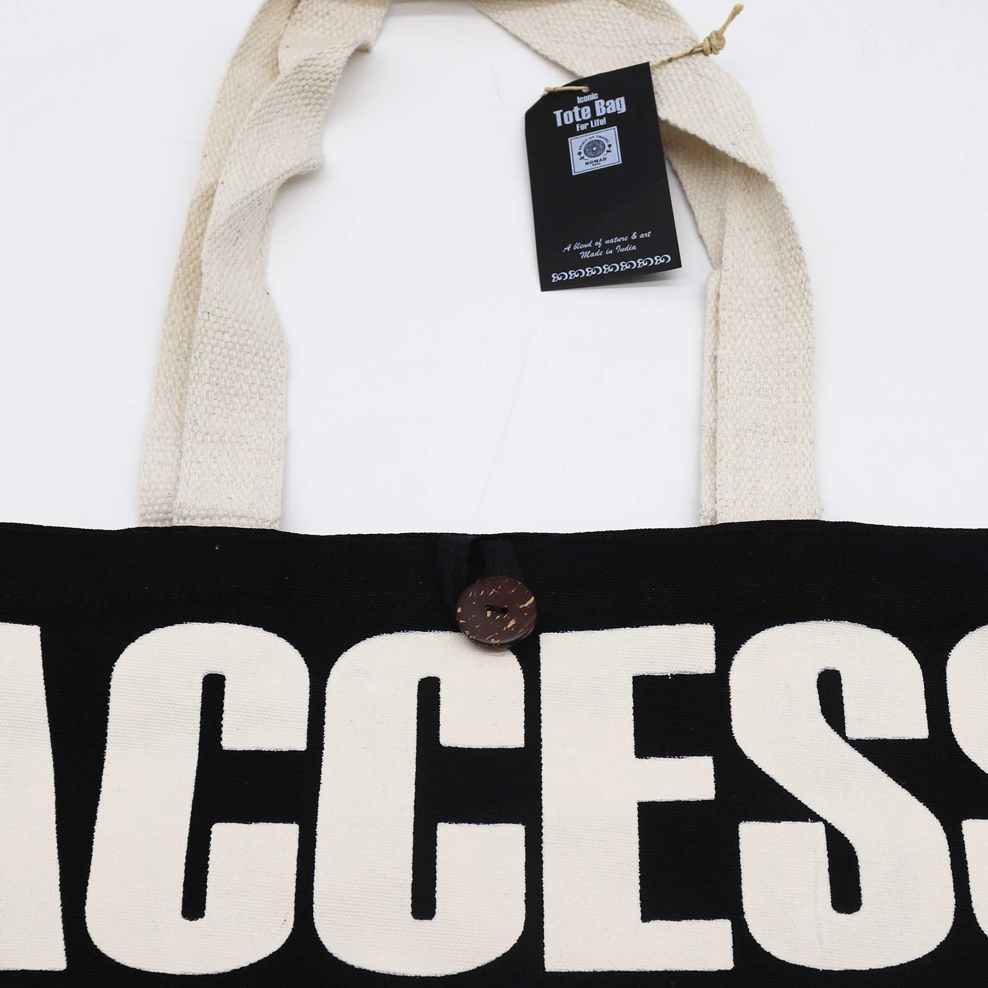 Nomad Sari Iconic Classic Tote Bag - ACCESS ALL AREAS - Black Natural 10oz