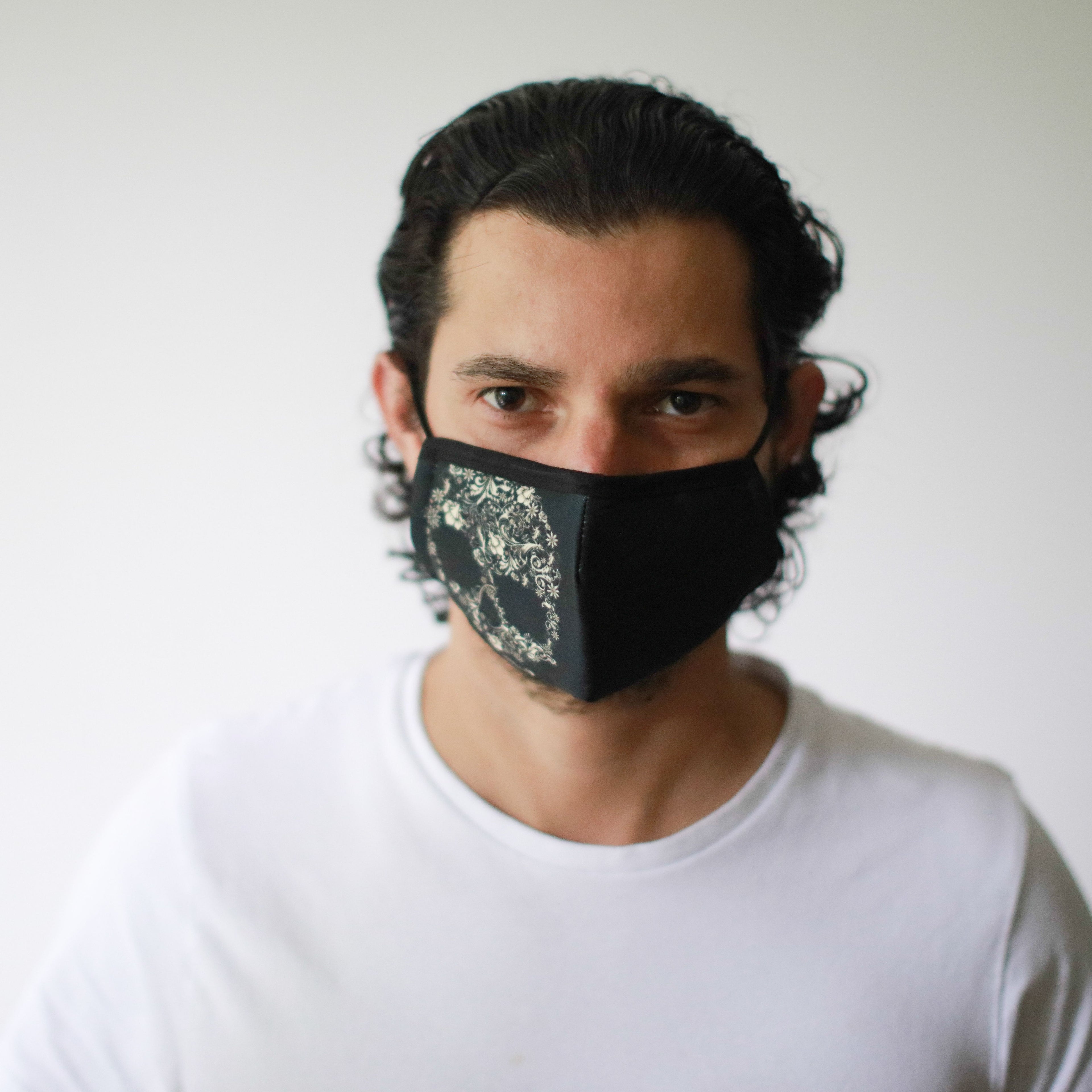 Reusable Fashion Face Covering - Flower Skull (Adult)