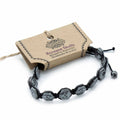 Magnetisches Hämatit Shamballa Armband - Hexagon Totenköpfe