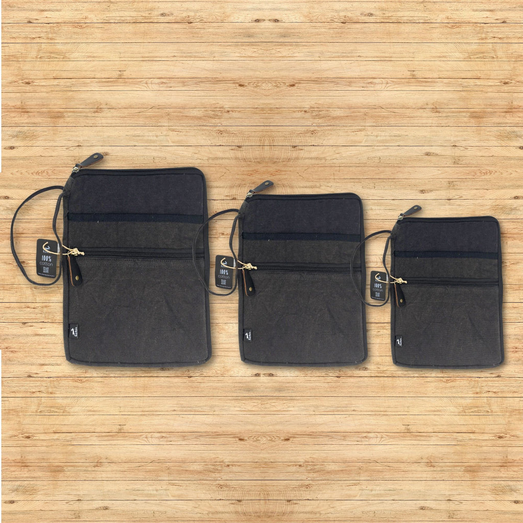Stonewash Tablet Pouch - Charcoal - 21x29cm