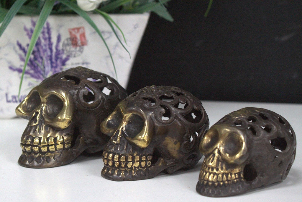 Vintage Messing Totenkopf - Mittel
