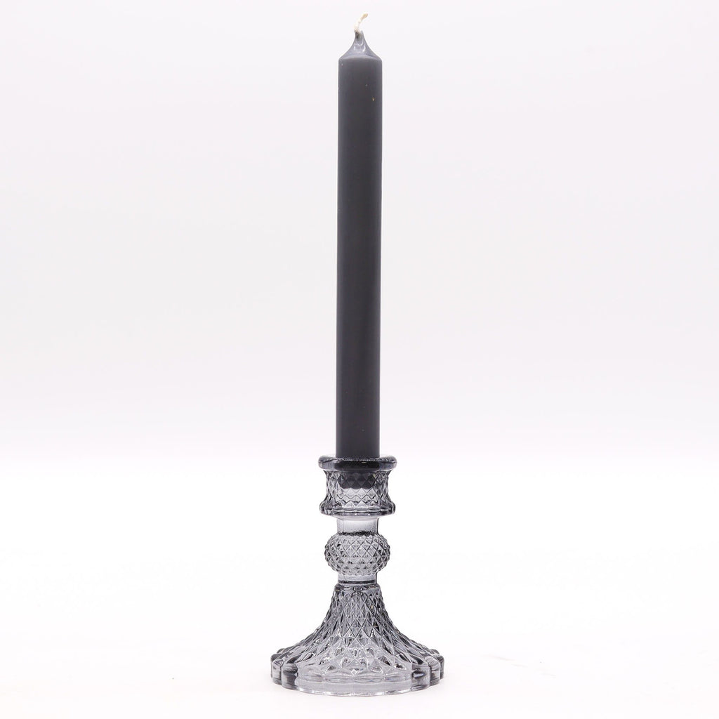 Set of 2 Vintage Dinner Candle Holder - - Midnight Grey