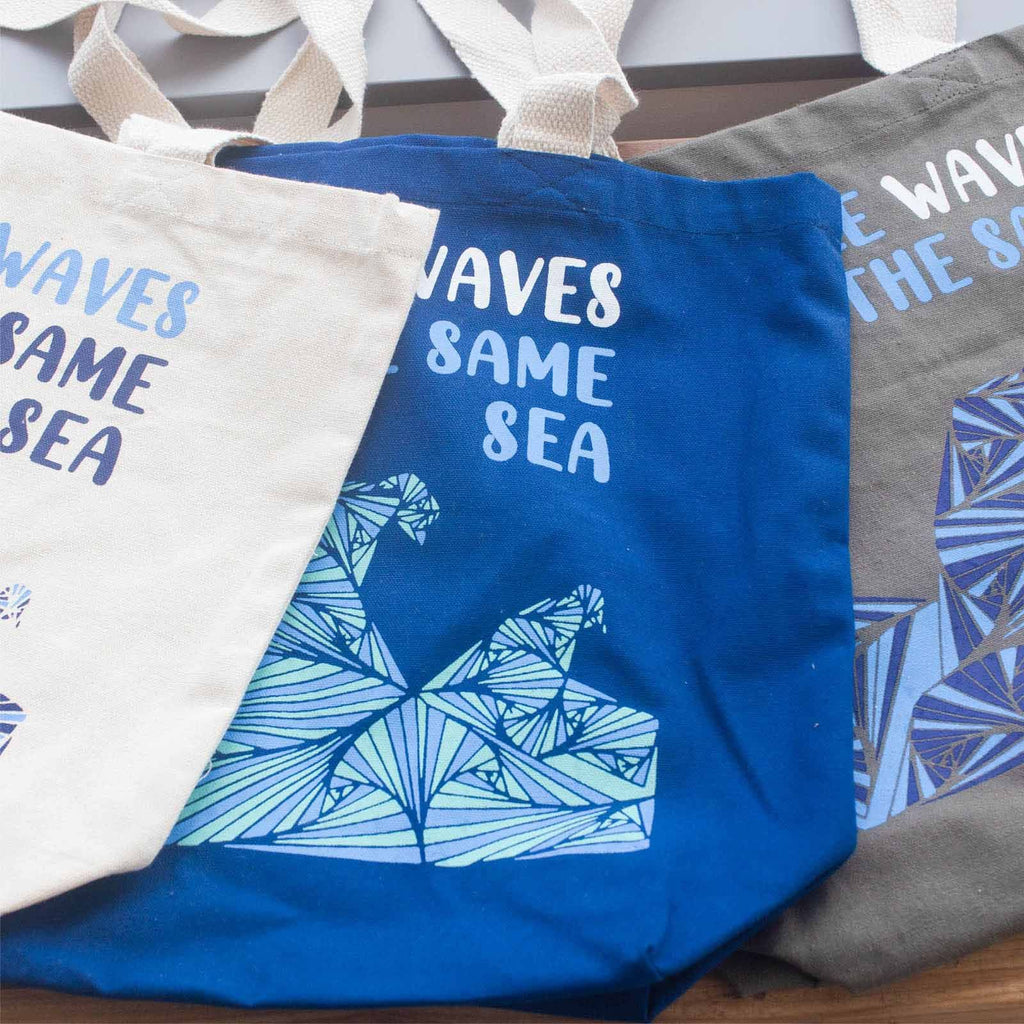 Printed Cotton Bag - We are Waves - Grey