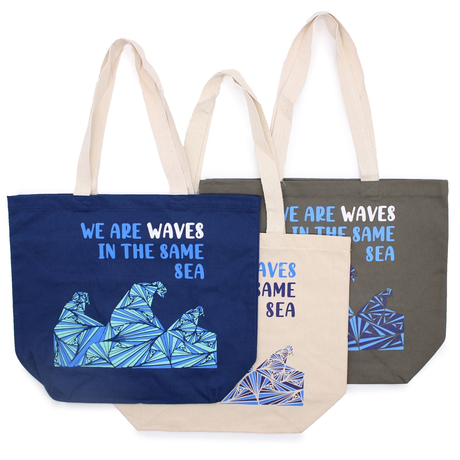 Printed Cotton Bag - We are Waves - Natural