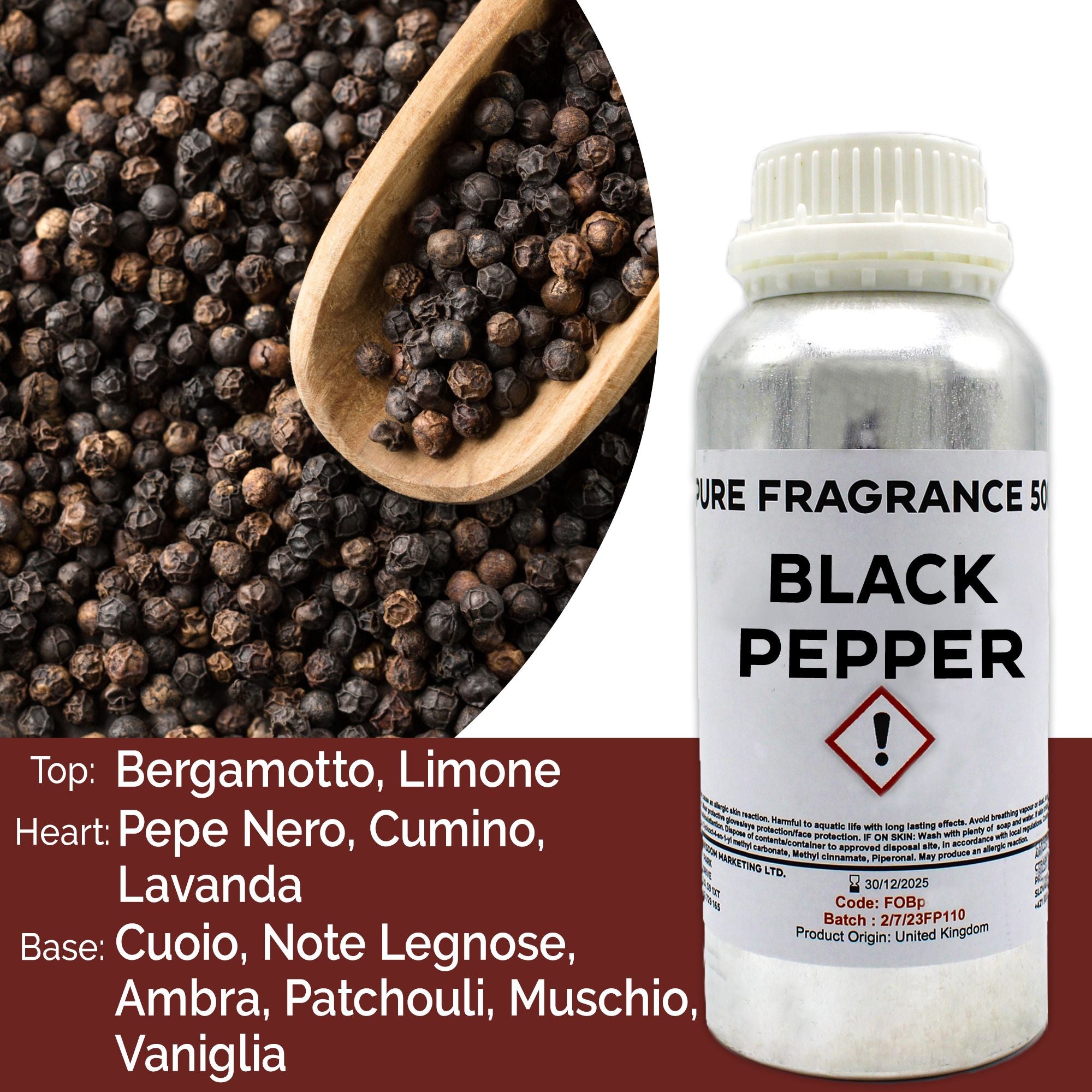 Black Pepper Pure Fragrance Oil - 500ml