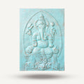 Großer Ganpati Eisenrahmen Türkis Relief - 0,7x1m