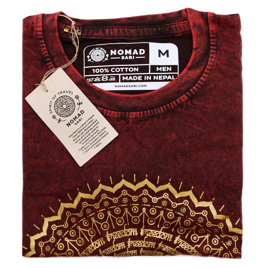 Medium Stone Washed Teashirt - Mandala - Maroon