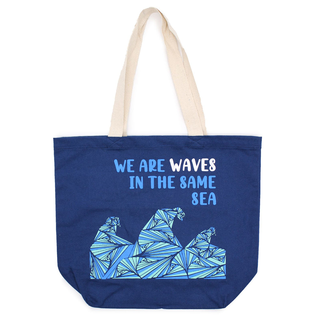 Printed Cotton Bag - We are Waves - Grey