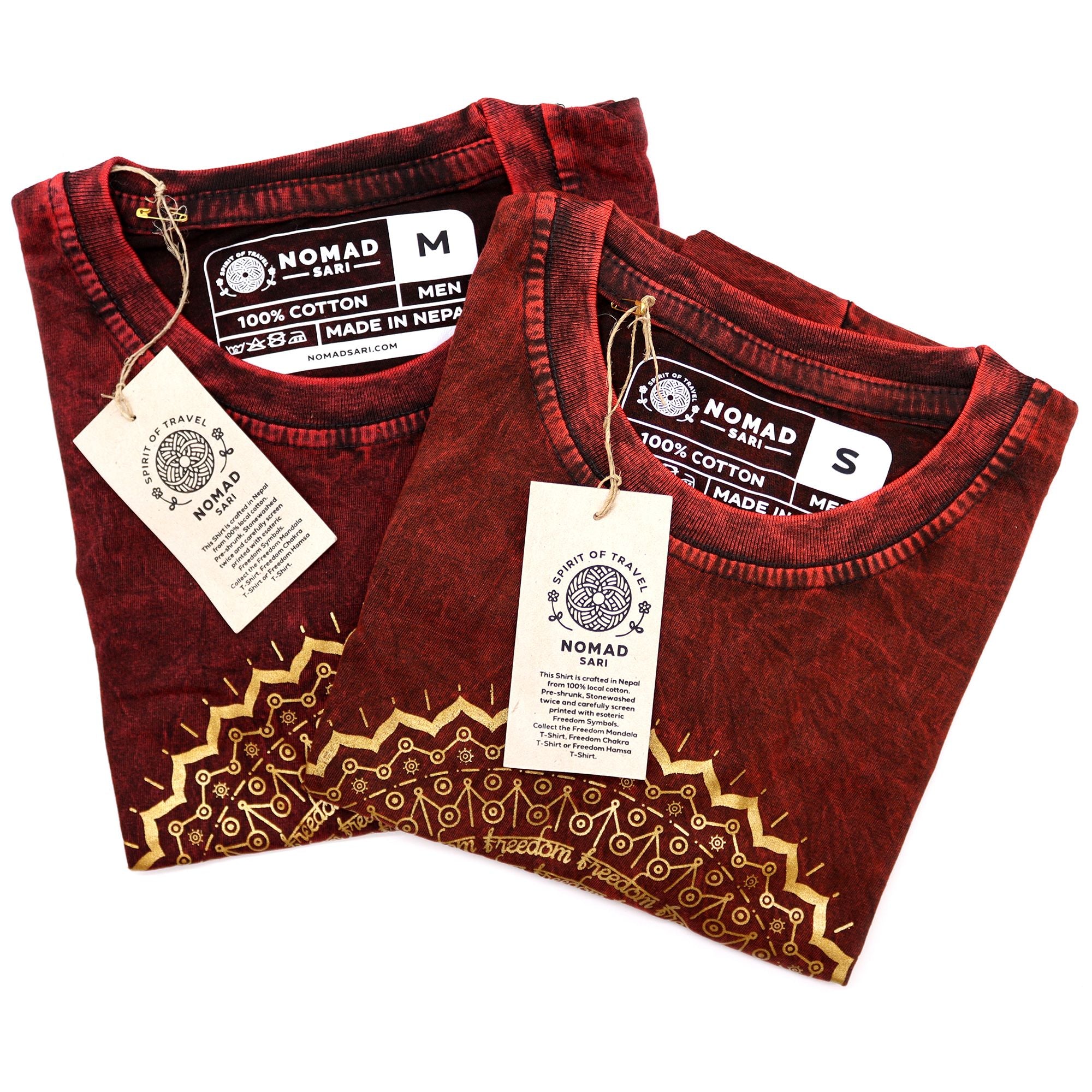 Medium Stone Washed Teashirt - Mandala - Maroon