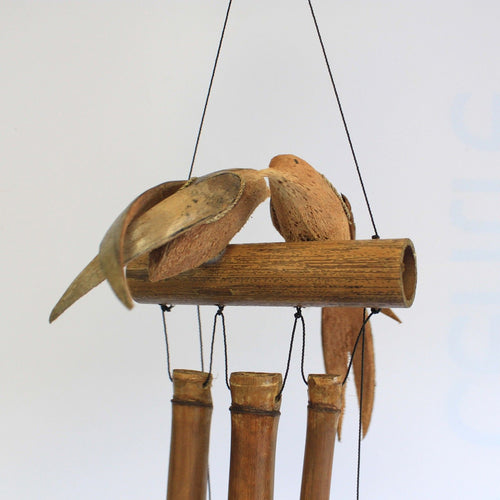 1x Kokosnuss-Doppelvogel-Windspiel